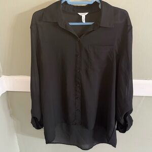 Aeropostale Sheer Button Up Long Sleeve Blouse Size Large